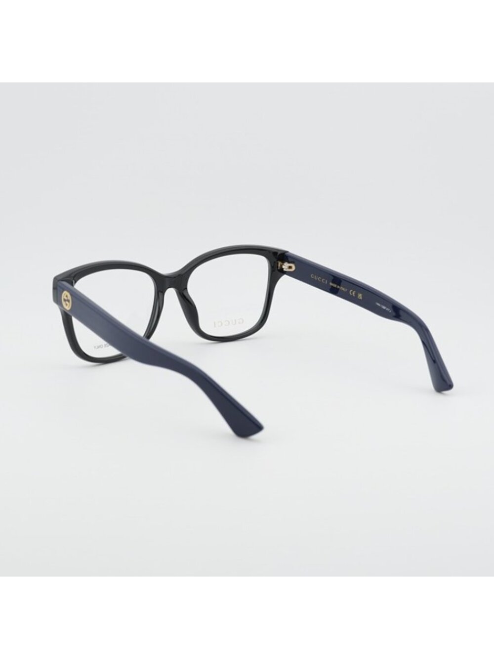 Gucci GG1340O 010 Eyeglasses Shiny Black/Blue 55mm Square Frame - Picture 10 of 11